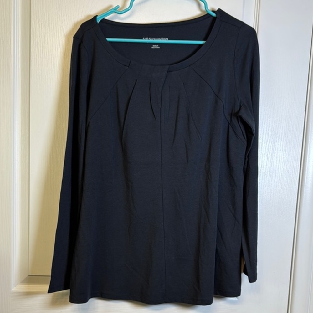 Soft Surroundings Black Long Sleeve Blouse Size Med EUC #2588